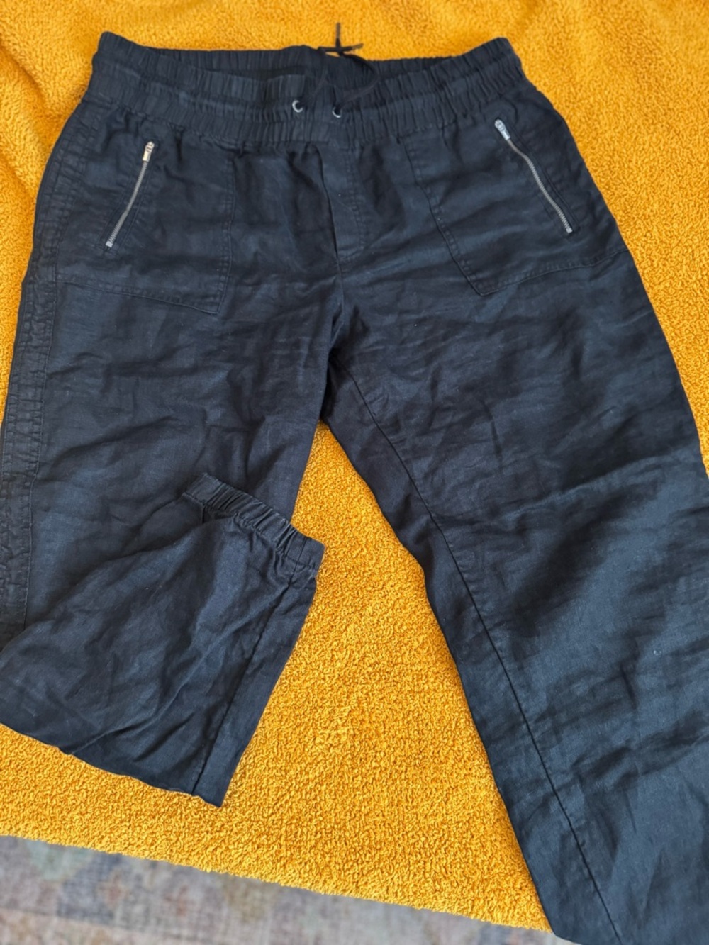 Athleta Black  Drawstring Linen Jogger Pants